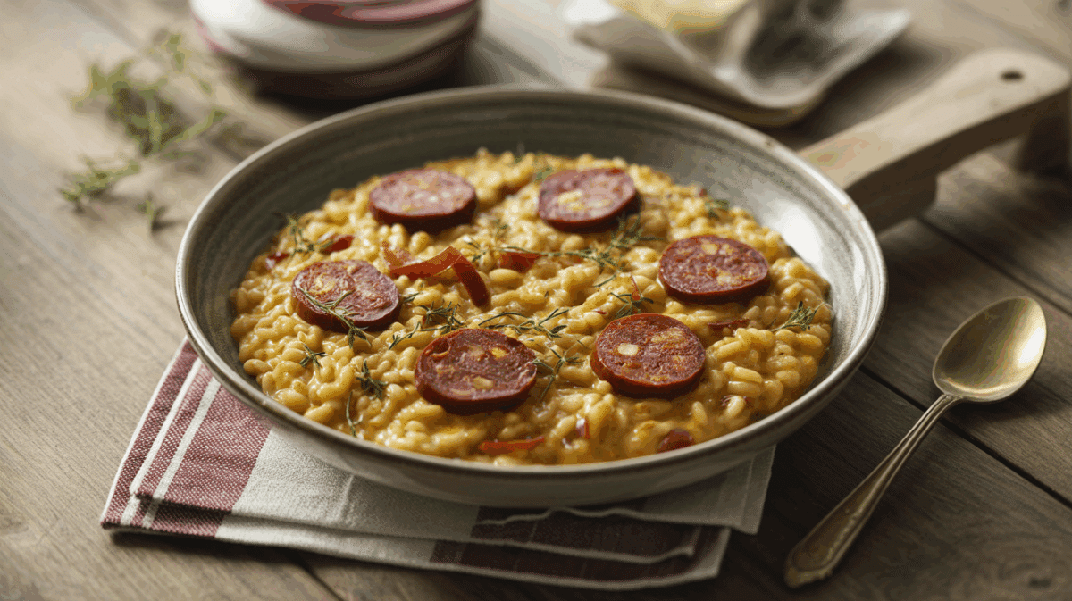 Risotto safran chorizo : une alliance savoureuse. – risotto safran chorizo