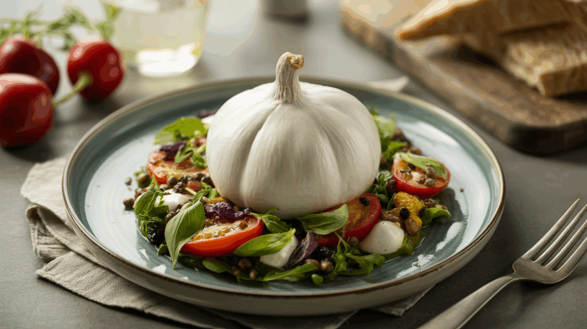 Poivrons marinés à l’ail burrata & pignons – poivrons marinés