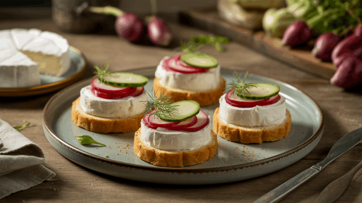 Canapés au fromage frais radis & ciboulette – canapés au fromage frais