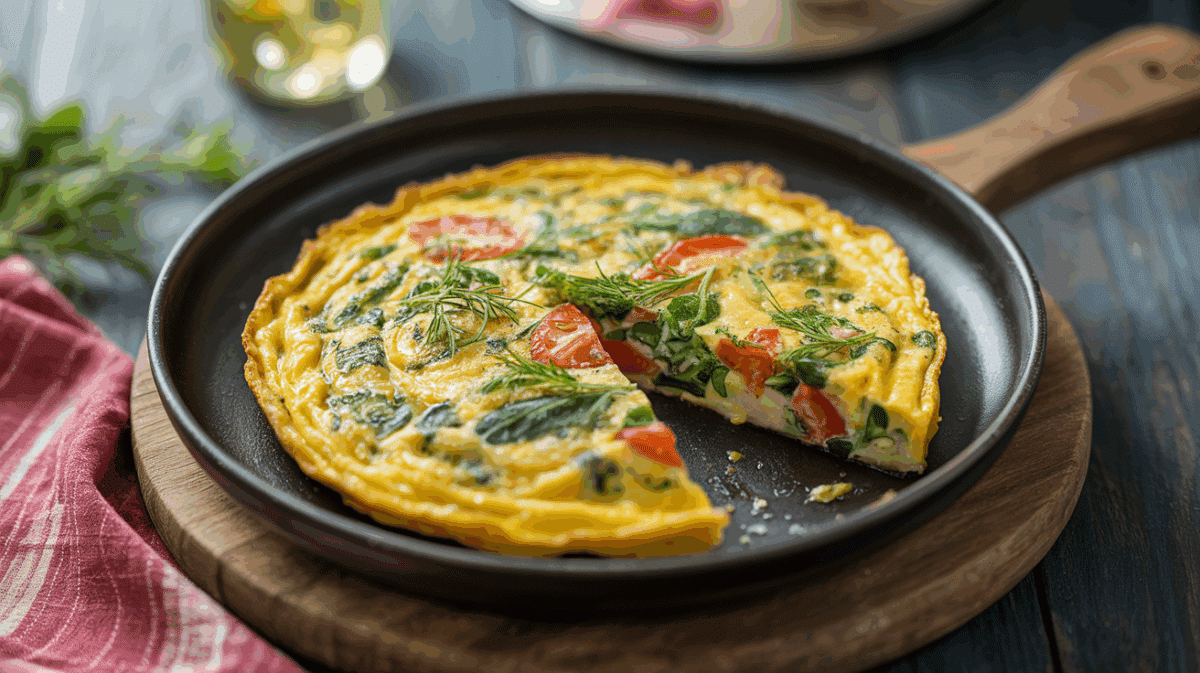 Omelette fine aux herbes coupée en lanières (frittata) – frittata