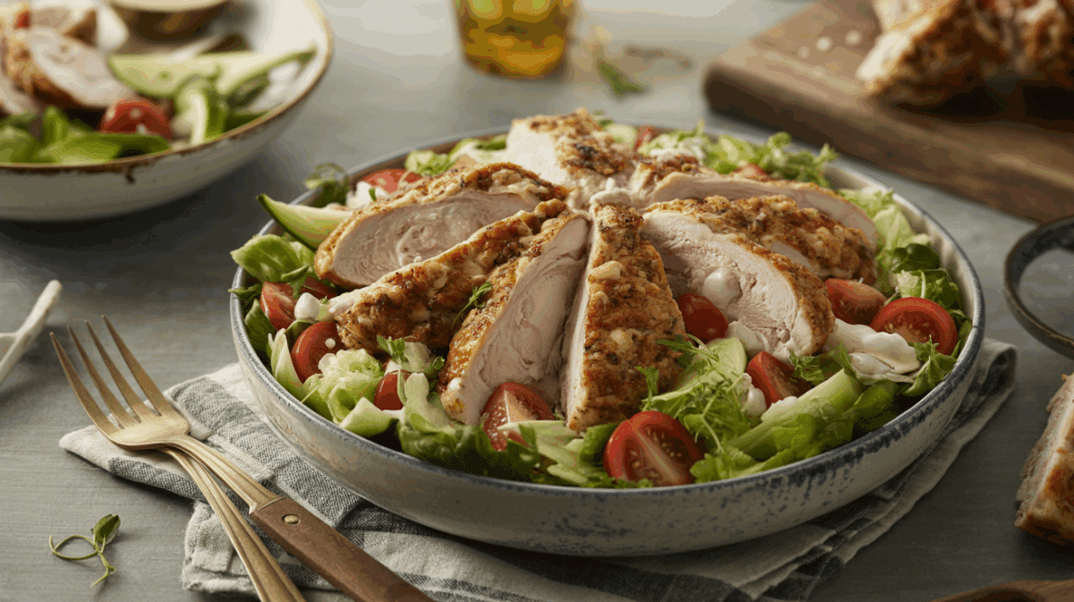 Salade César au poulet croustillant – salade césar